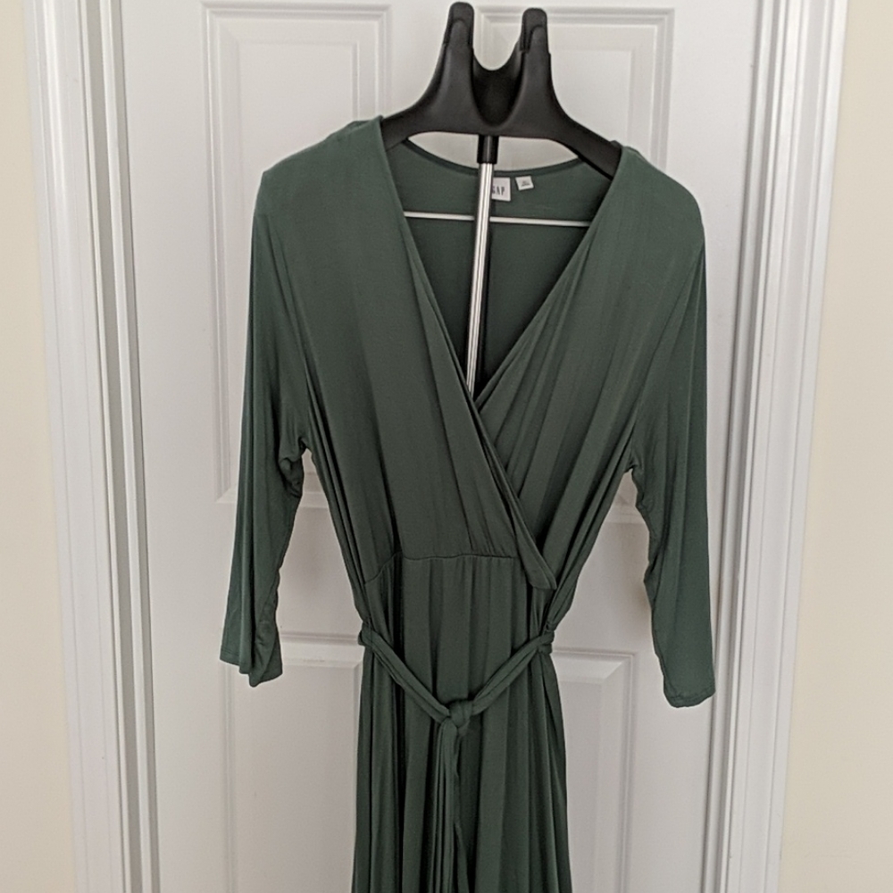 3/4 sleeve midi wrap dresses